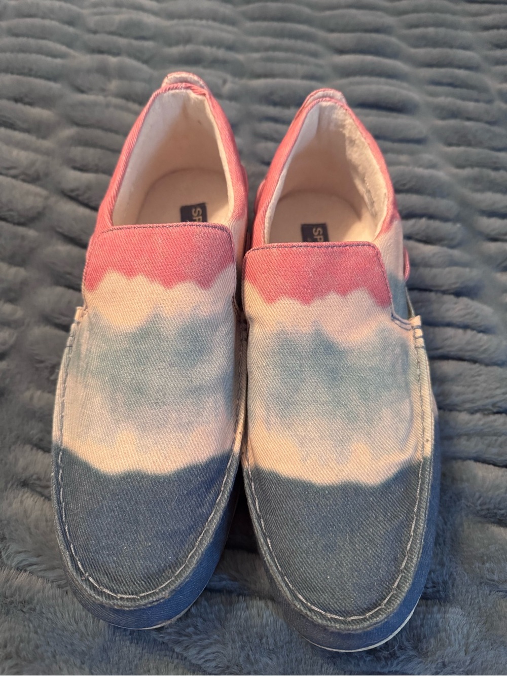 Sperry Women's Tie-Dye Canvas Slip Ons - Pink Blue White
